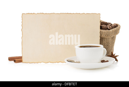 Tasse Kaffee isoliert auf weißem Hintergrund Stockfoto