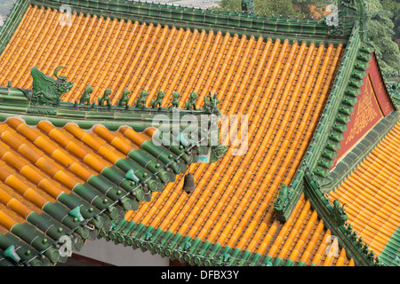 Yuejiang Lou, Nanjing, China. Detail der geschichteten Dächer auf der Yuejiang Lou. Stockfoto