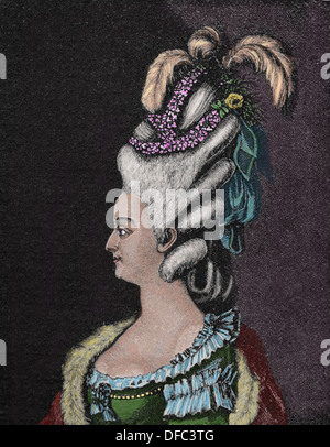 Marie Antoinette (1755-1793). Königin von Frankreich und Navarra aus dem Jahre 1774 bis 1792. Kupferstich, 1783. Stockfoto