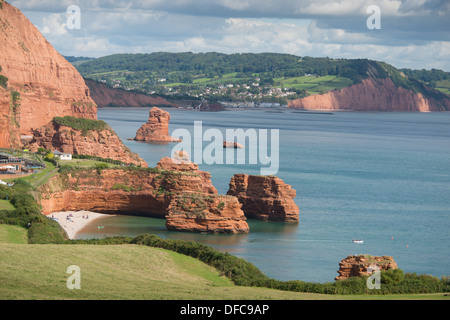 Ladram Bay in East Devon Teil der Jurassic Küste. Stockfoto