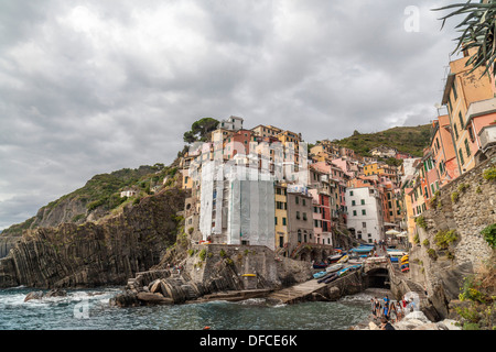 Riomaggiore Cinqueterre, Provinz La Spezia, Ligurien, Italien Stockfoto