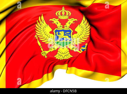 Flagge von Serbien und Montenegro. Hautnah. Stockfoto