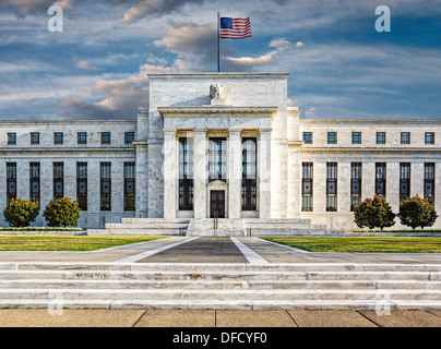 Vorderansicht des vereint States Federal Reserve Gebäudes in der Nationen-Hauptstadt Washington DC. Stockfoto