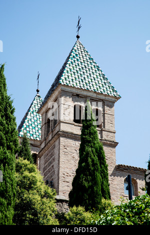 Türme an der Puerta Vieja de Bisagra, Toledo, Kastilien-La Mancha (Puerta Nueva de Bisagra), Toledo Spanien Stockfoto