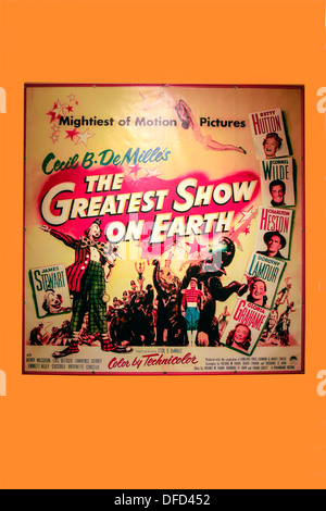 Das Filmplakat "The Greatest Show on Earth" Hollywood Blick auf Zirkus Leben Stockfoto