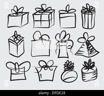Illustration der Reihe von Geschenk-Boxen Stockfoto