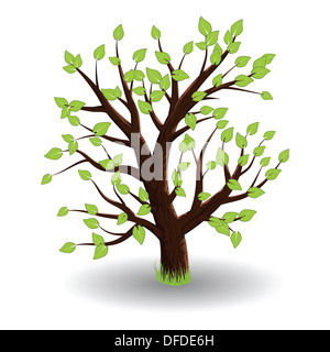 Grüner Baum auf weißem Hintergrund Stockfoto