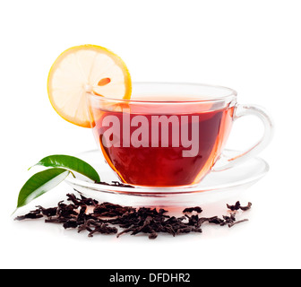 Heißer schwarzer Tee mit Zitrone Stockfoto