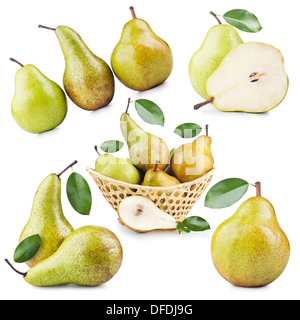 Satz von reifer Birne Obst, Isolated on White Background Stockfoto