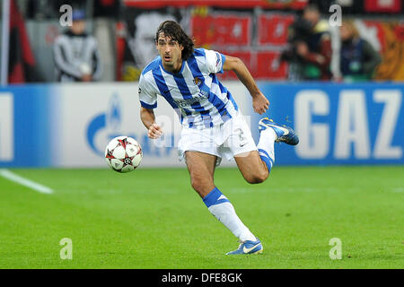 Leverkusen, Deutschland. 2. Oktober 2013. San Sebastian Carlos Martinez in der Champions League-Gruppe A-Partie zwischen Bayer Leverkusen und Real Sociedad San Sebastian in der BayArena in Leverkusen, Deutschland, 2. Oktober 2013. Foto: Revierfoto/Dpa/Alamy Live News Stockfoto