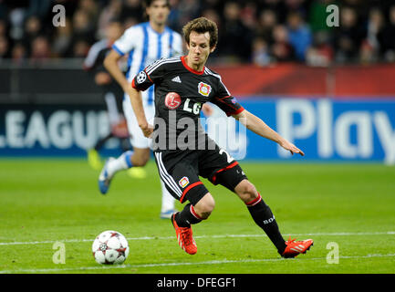 Leverkusen, Deutschland. 2. Oktober 2013. UEFA Fußball Championsleague 2013/14 Gruppe Stufe 2. Spieltag 2.10.2013, Bay Arena Leverkusen, Bayer 04 Leverkusen - Real Sociedad San Sebastian---Robbie Kruse (Leverkusen) Credit: Kolvenbach/Alamy Live-Nachrichten Stockfoto