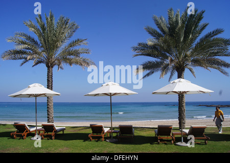 Der Strand von Al Bustan Palace, Oman Stockfoto