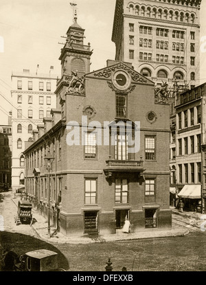 Old State House, dem Colonial Capitol, Boston, 1890. Antike Foto Stockfoto