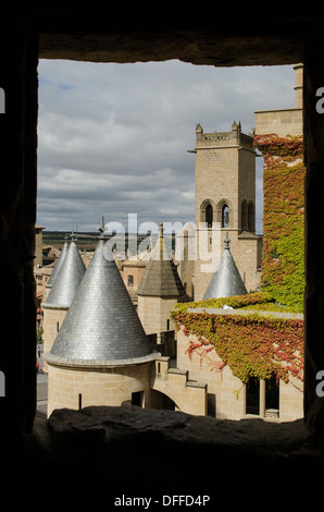 Blick von Olite Burg. Stockfoto