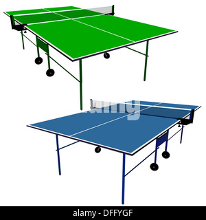 Ping Pong blau- und Tischtennis.  Abbildung. Stockfoto