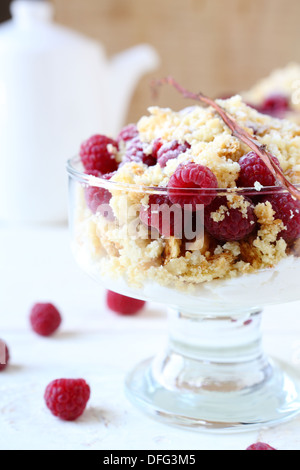 Köstliches Himbeer Dessert, Nahaufnahme Stockfoto