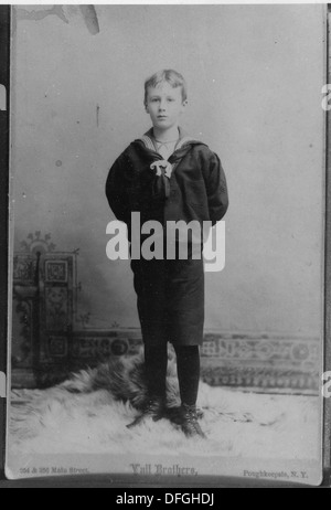 Ein Porträt von Franklin D. Roosevelt, aufgenommen in Poughkeepsie, New York, mit dem Bild des 32. Präsidenten der Vereinigten Staaten. Stockfoto