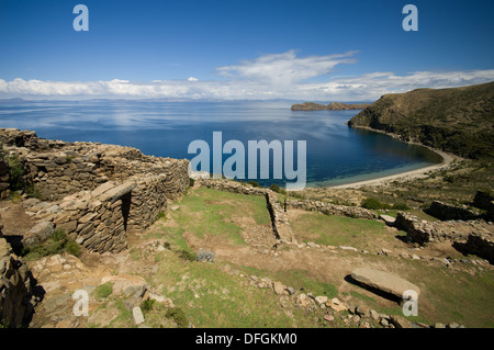 Ruinen von Chincana, Isla del Sol, Titicaca-See, in der Nähe von Copacabana, Bolivien Stockfoto