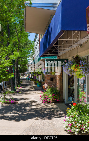 Geschäfte am Main Avenue in der Innenstadt von Twin Falls, Idaho, USA Stockfoto