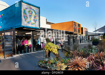 Nach dem Erdbeben das Stadtzentrum von Christchurch, mit den neuen Container Shopping Mall, Cashel Street, South Island, Neuseeland, 2013 Stockfoto