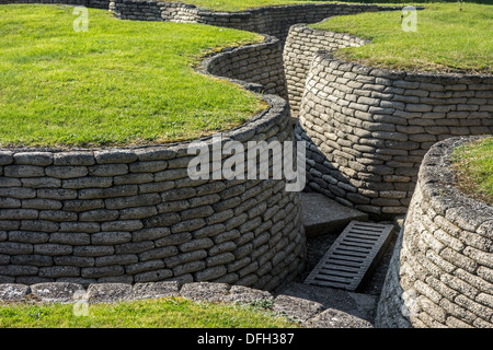 Ersten Weltkrieg ein Schlachtfeld mit Gräben bei Vimy Ridge in der Nähe von Canadian National Vimy Memorial bei Givenchy-En-Gohelle, France Stockfoto