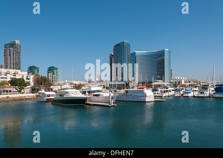 Kalifornien, San Diego, Embarcadero Marina, Yacht-Hafen Stockfoto