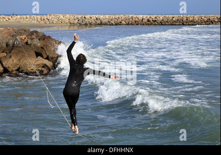 Waterline in Frontignan Beach, Languedoc Roussillon, Frankreich Stockfoto