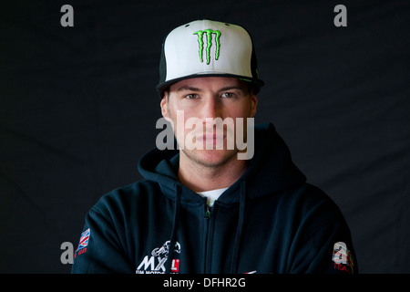 Britische Motocross Fahrer Tommy Searle des CLS Kawazaki Teams.  Am 2012-Motocross der Nationen in Lommel, Belgien Stockfoto