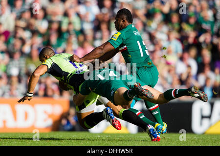 Leicester, UK. 5. Oktober 2013. Aktion aus dem Aviva Premiership Runde 5 Spiel zwischen Leicester Tigers und Northampton Saints gespielt an der Welford Road, Leicester Credit: Graham Wilson/Alamy Live News Stockfoto
