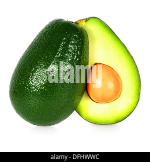 Avocado auf einem weißen Hintergrund isoliert. Stockfoto