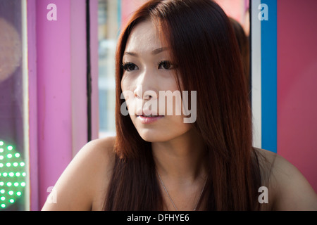 Betelnuss-Mädchen in einem Betelnuss-Stand in Taiwan Stockfoto