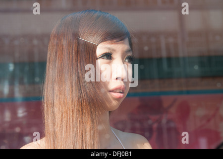 Betelnuss-Mädchen in einem Betelnuss-Stand in Taiwan Stockfoto