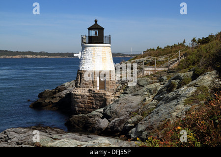 Castle Hill Lighthouse, Newport, Rhode Island, USA Stockfoto