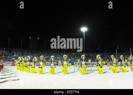 Papeete, Tahiti. 28. September 2013. Tänzer Beach-Soccer: FIFA Beach Soccer World Cup Tahiti 2013 geschlosen Zeremonie Tahua Sängertruppen-Stadion in Papeete, Tahiti. © Wataru Kohayakawa/AFLO/Alamy Live-Nachrichten Stockfoto