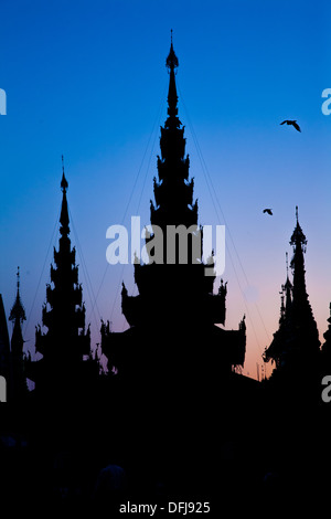 Shwedagon-Pagode, Silhouette. Yangon, Myanmar. Porträt Stockfoto