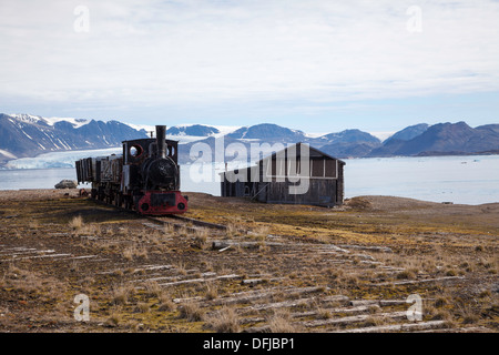 Alten Dampfzug Motor in Ny-Ålesund, Spitzbergen, Svalbard-Archipel, norwegischen Arktis Stockfoto