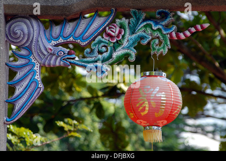 Bunte Details an den Tiger Balm Haw Par Villa Garten in Singapur Stockfoto