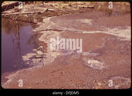 LEACHINGS AUS GEORGIA PACIFIC PAPIERFABRIK ABFALL RINDE UND CHEMIKALIEN VERSCHMUTZEN EIN NEBENFLUSS DES ST. CROIX RIVER 550341 Stockfoto