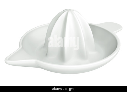 Weiße Zitronenpresse isoliert auf einem weißen Hintergrund. 3D Abbildung gerendert. Stockfoto