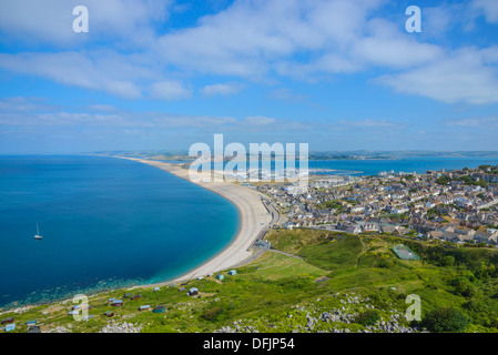 Chesil Beach aus Portland, Juraküste Welterbe-Aufstellungsort, Dorset, England Stockfoto