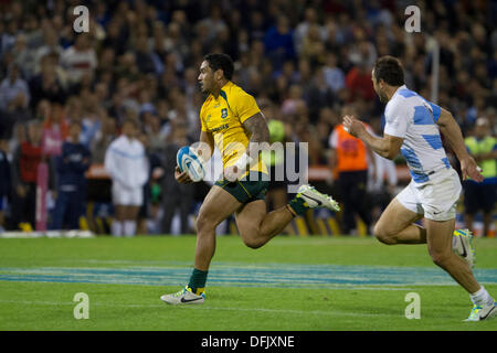 Rosario, Santa Fe, Argentinien. 5. Oktober 2013. Rugby-Meisterschaft Befestigung zwischen Argentinien und Australien. Estadio Gigante de Arroyito. Israel Folau. Bildnachweis: Aktion Plus Sport/Alamy Live-Nachrichten Stockfoto