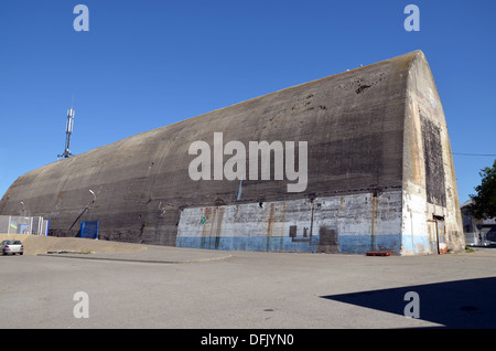 WWII deutsche u-Boote im Hafen von Lorient, Bretagne Unterschlupf. Stockfoto