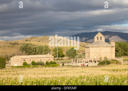 Die neugierig Kirche von Santa María de Eunate in Muruzábal, Navarra, Spanien Stockfoto