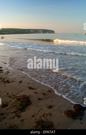 Sonnenuntergang über Ballard Punkt & Swanage Bay, Swanage, Dorset, Großbritannien Stockfoto