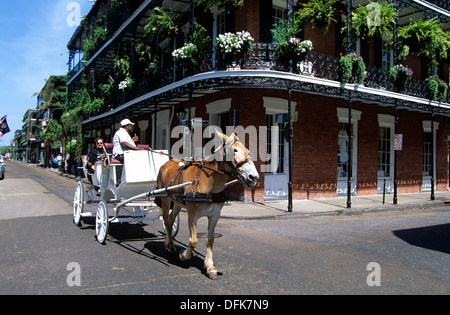 Schlitten-Touren sind ein beliebter Weg, das French Quarter, New Orleans, Louisiana, Vereinigte Staaten von Amerika zu besuchen Stockfoto