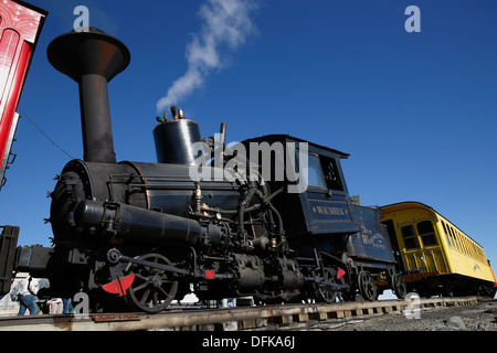 Mount Washington Cog Railway Dampflok auf dem Gipfel des Mount Washington, New Hampshire, USA Stockfoto