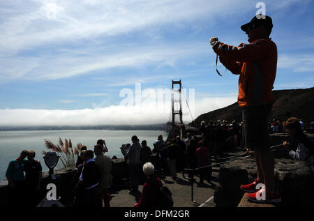 San Francisco, USA. 13. Sep 2012. Blick von einer Aussichtsplattform auf der Golden Gate Bridge in San Francisco, USA, 13. September 2012. Foto: Reinhard Kaufhold/Dpa/Alamy Live News Stockfoto