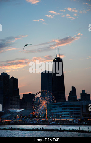 Skyline von Chicago, Hancock Observatory, Navy Pier Stockfoto