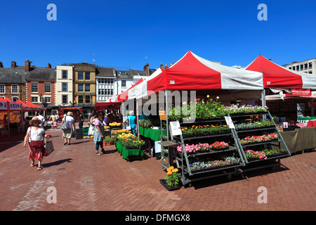 Der outdoor-Markt, Stadtzentrum Straßenansicht, Northampton Town, Northamptonshire, England; Großbritannien; UK Stockfoto