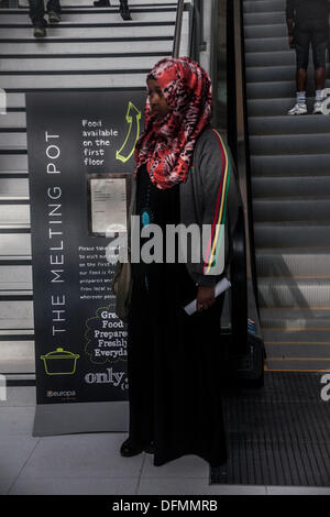 Wembley, Vereinigtes Königreich. 6. Oktober 2013. Brent Stadthalle Eröffnungsfeier. Muslimische Frau Brent Civic Centre Eröffnungstag, Wembley, London, UK, GB. Bildnachweis: Adina Tovy/Alamy Live-Nachrichten Stockfoto